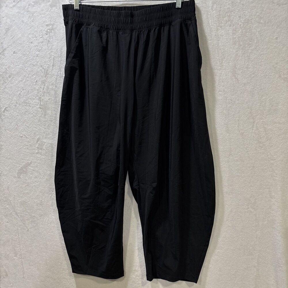 Old Navy High Waisted SleekTech Go-Dry Barrel Ankle Pants Women's Size XL Black